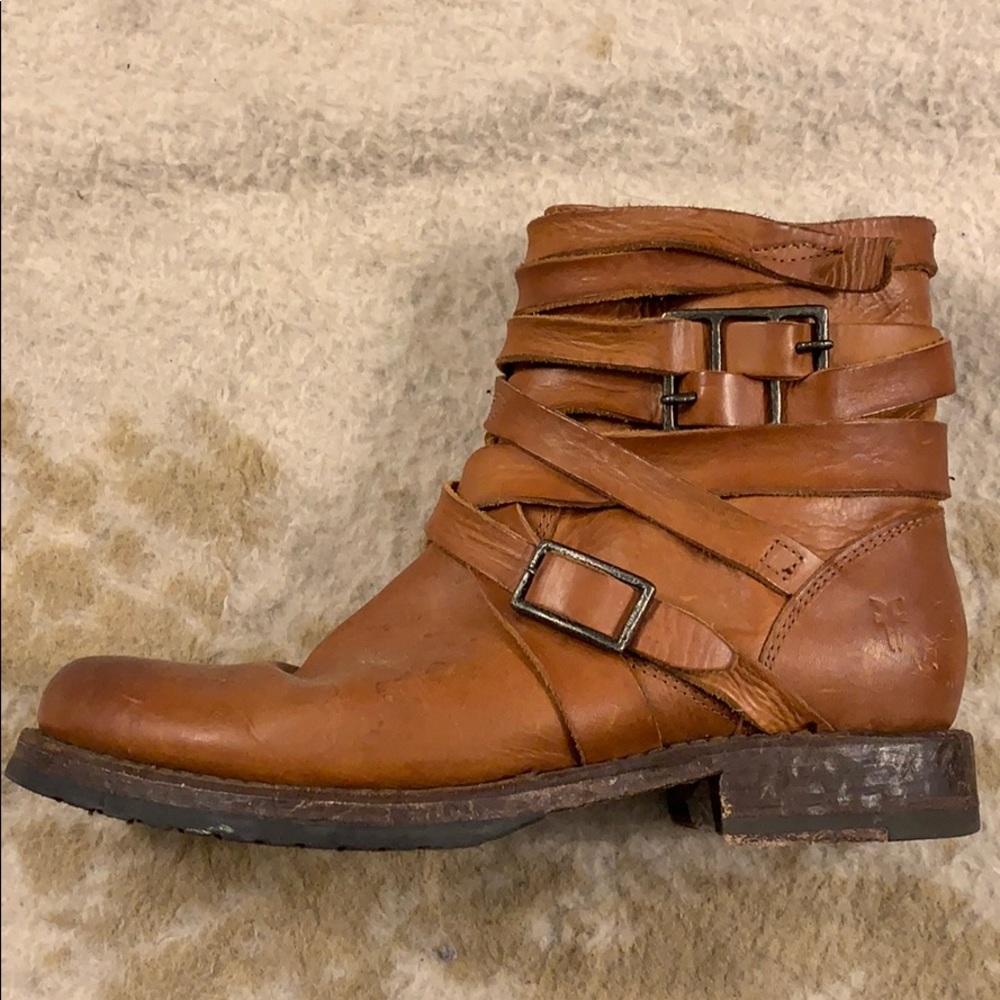 Tan Frye anke booties
